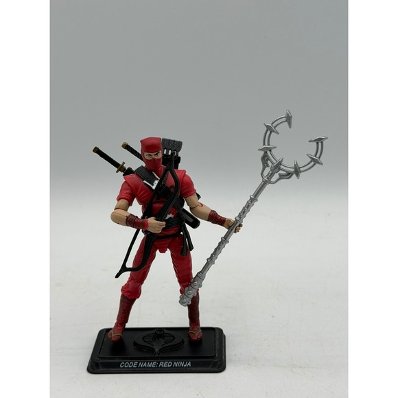Hasbro Other - 2007 G.I. Joe 25th Anniversary Red Ninja v2 100% Complete Stand Hasbro 3.75"
